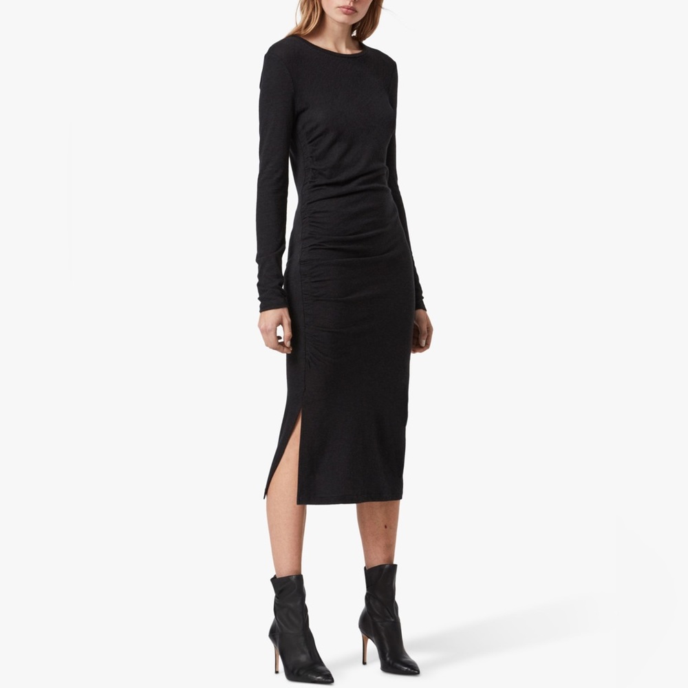 NWT All Saints Tina long sleeve jersey midi dress